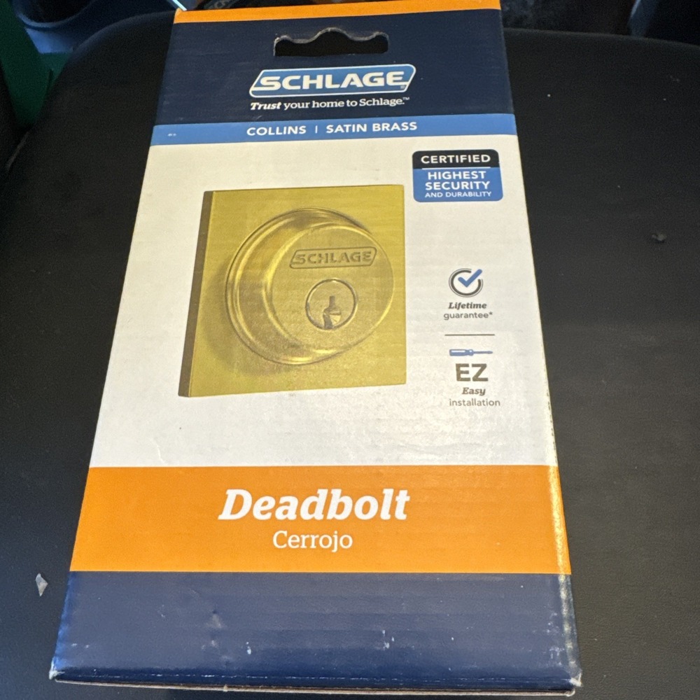 Schlage Collins Deadbolt Lock Single Cylinder Keyed Entry Brass B60N G COL 608